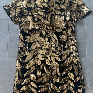 MAEVE FOR ANTHROPOLOGIE SHORT-SLEEVE SHEER EMBELLISHED MINI DRESS SMALL